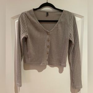 Grey button up sweater size M